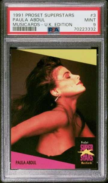 1991 PROSET SUPERSTARS MUSICARDS PAULA ABDUL U.K. #3 PSA 9, POP 1, 1 HIGHER