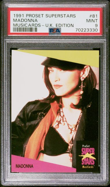 1991 PROSET SUPERSTARS MUSICARDS MADONNA U.K. EDITION #81 PSA 9, 5 HIGHER