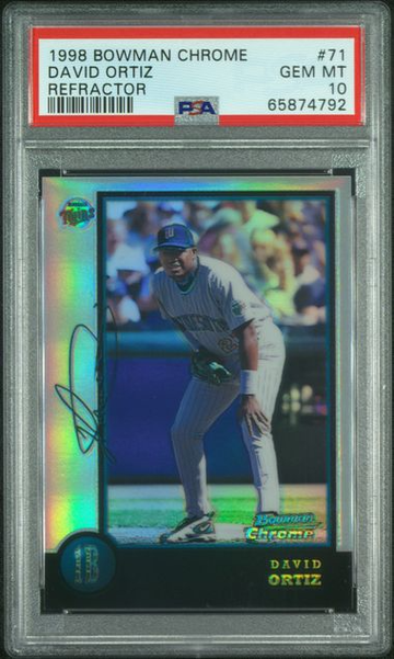 1998 BOWMAN CHROME REFRACTOR DAVID ORTIZ BIG PAPI #71 GEM MINT PSA 10 POP OF 8
