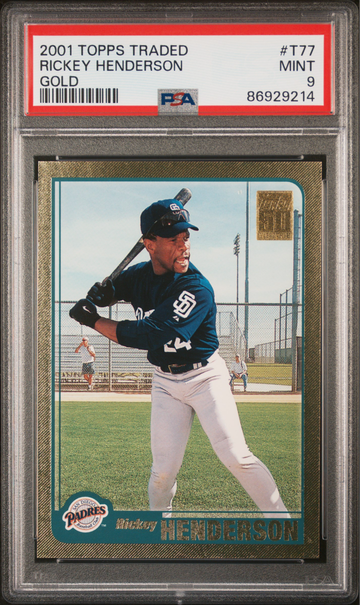 2001 Topps Traded Rickey Henderson Gold /2001 #T77 PSA 10