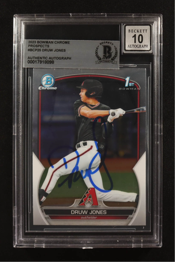 2023 Bowman Chrome 1st Druw Jones #BCP25 Beckett BGS 10 Autograph - Arizona Diamondbacks