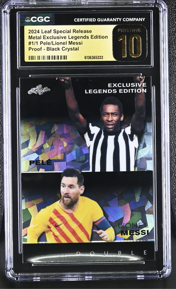 2024 Leaf Pele Lionel Messi 1/1 Black Crystal Proof CGC 10 Pristine POP 1
