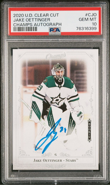 PSA 10 💥 JAKE OETTINGER - 2020 Upper Deck Clear Cut Champs Auto Rookie #C-JO