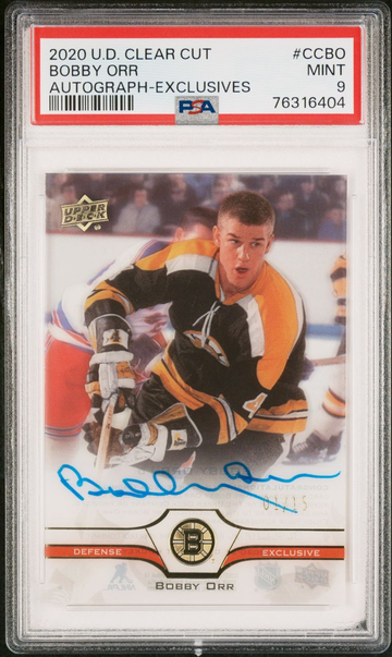 POP 1 💥 BOBBY ORR 1/15 Clear Cut Exclusive Auto 2020-21 UD CC-BO Boston PSA 9
