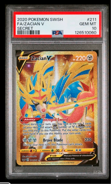 2020 POKEMON SWORD & SHIELD SECRET #211 FULL ART/ZACIAN V PSA 10