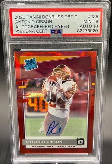2020 Panini Donruss Optic Antonio Gibson Rated Rookies Autographs Red Hyper PSA 9