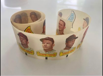 1966 Topps Mickey Mantle uncut strip of rub off inserts.