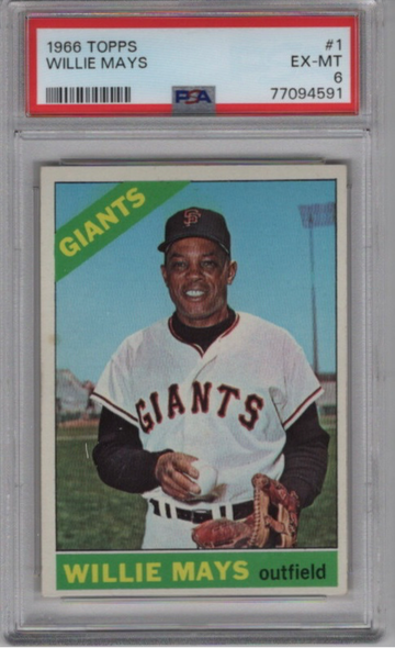1966 TOPPS WILLIE MAYS #1 PSA 6 EX-MT