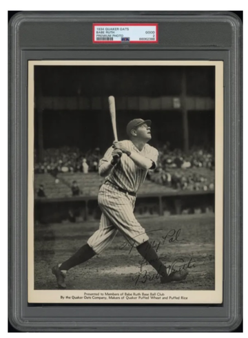 1934 Quaker Oats Babe Ruth Premium Photo. Extremely rare. PSA 2. Only 3 graded higher. 