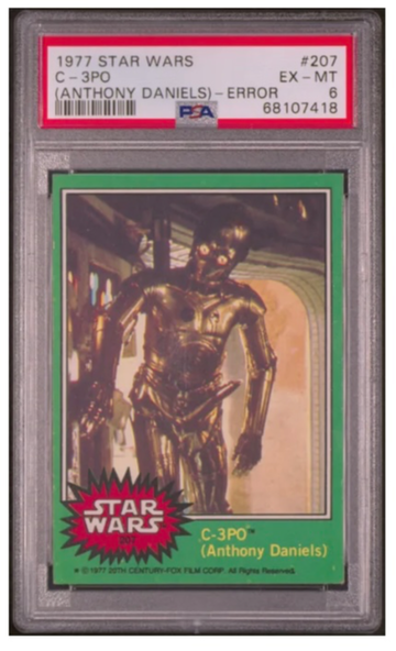 1977 Star Wars #207 C-3PO (Anthony Daniels) Error PSA 6 