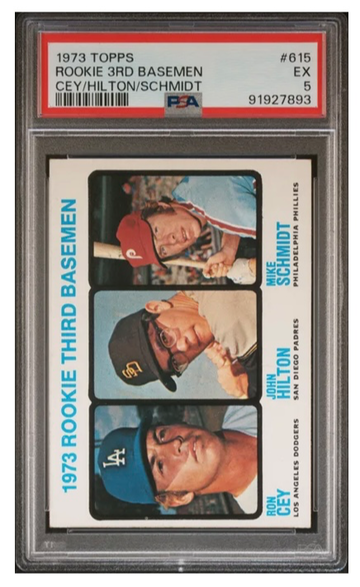 1973 Topps Rookie 3rd Basemen Mike Schmidt Ron Cey John Hilton RC #615 PSA 5