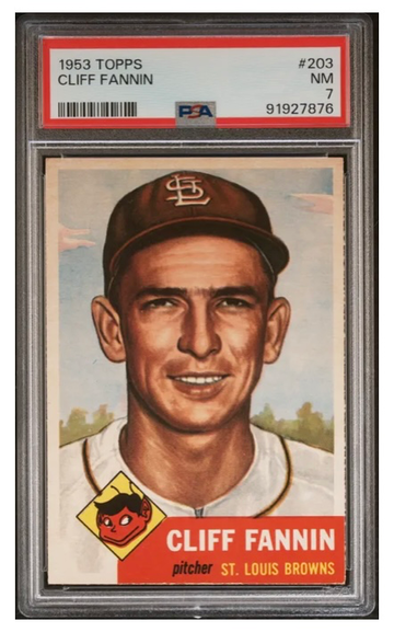 1953 Topps #203 Cliff Fannin PSA 7 NM