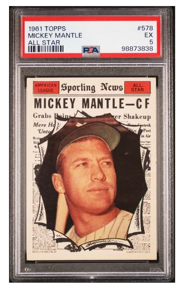 1961 Mickey Mantle Topps #578 New York Yankees First Base Hall of Fame PSA 5 EX
