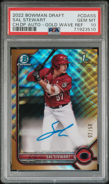 2022 Bowman Chrome Draft Gold Wave Refractor Auto Sal Stewart PSA 10 /50