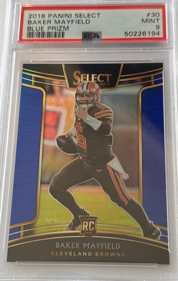 2018 Select Baker Mayfield Blue Prizm Rookie #30 PSA 9