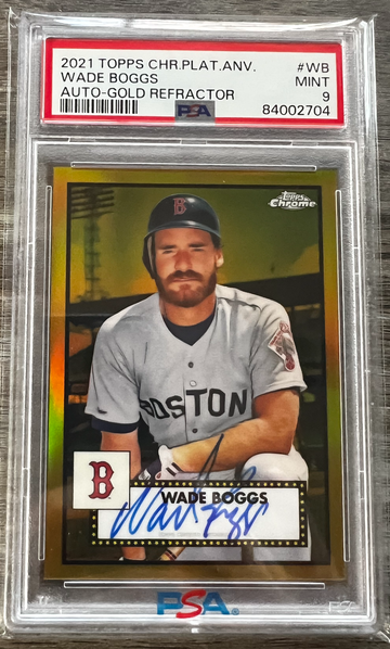Wade Boggs 2021 Topps Chrome Platinum Anniversary PSA Slab MINT Auto Gold /50