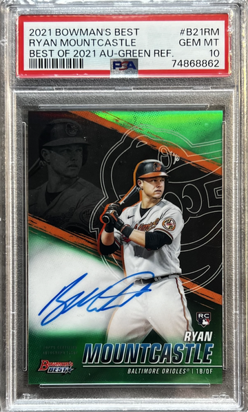 2021 Bowman’s Best Ryan Mountcastle Green Refractor RC Auto /99 PSA Slab 10 GEM