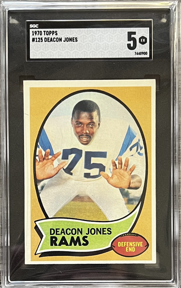 1970 Topps Football Card #125 Deacon Jones Los Angeles Rams SGC Graded Slab HOF