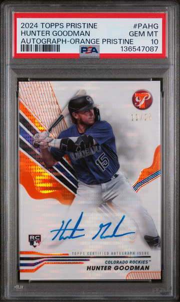  /25 RC Hunter Goodman 2024 Topps Pristine Auto Orange PSA Gem-Mint 10 Slab MLB