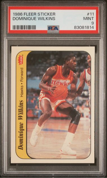 1986 Fleer Set Break Dominique Wilkins RC Sticker #11 PSA 9 MINT