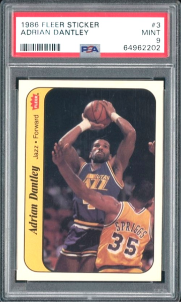 1986 Fleer Set Break Adrian Dantley Sticker #3 PSA 9 MINT