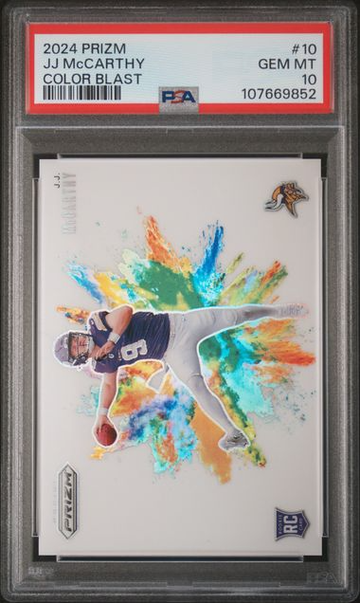 2024 Panini Prizm J.J. McCarthy Color Blast SSP #10 RC PSA 10