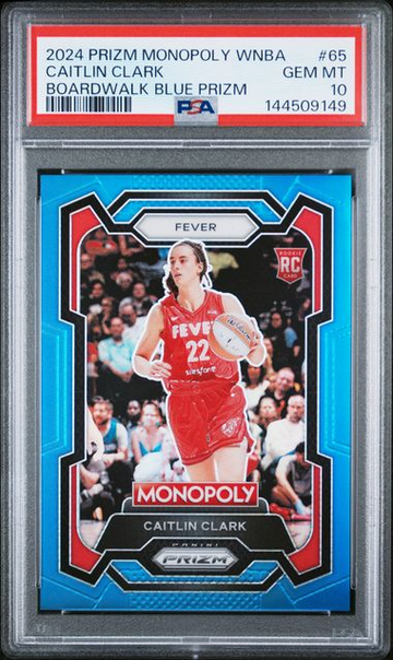 2024 PANINI PRIZM MONOPOLY WNBA #65 CAITLIN CLARK PSA 10 RC BOARDWALK BLUE