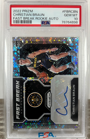 2022 Panini Prizm Christian Braun Fast Break Auto Rookie RC PSA 10 | Nuggets