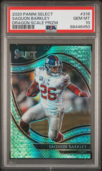 2020 Panini Select Saquon Barkley #316 Field Level Dragon Scale Prizm /67 PSA 10