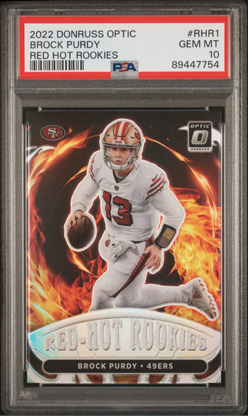 2022 Donruss Optic Brock Purdy #RHR1 Red Hot Rookies Prizm RC PSA 10