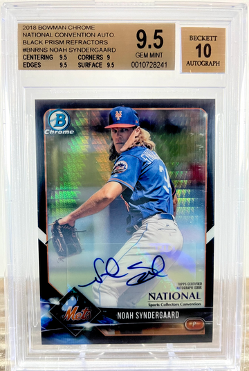 *1/1* 2018 Bowman Chrome Noah Syndergaard NSCC Black Prism Refractor 1/1 Auto BGS 9.5