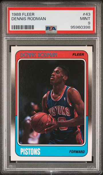1988 Fleer Basketball #43 Dennis Rodman Detroit Pistons RC Rookie HOF PSA 9