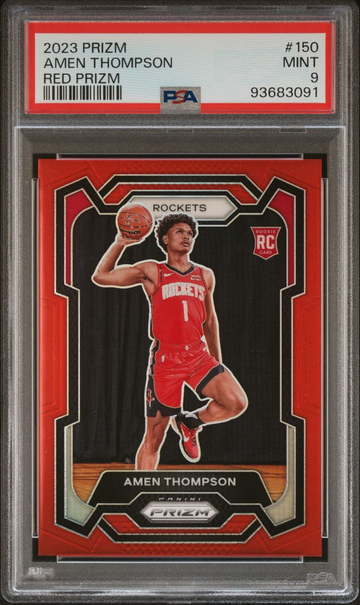 2023-24 Panini Prizm Amen Thompson #150 Red Prizm /299 Rookie RC PSA 9