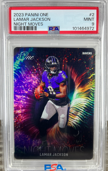 2023 Panini One Lamar Jackson #2 Night Moves SP PSA 9 | Baltimore Ravens