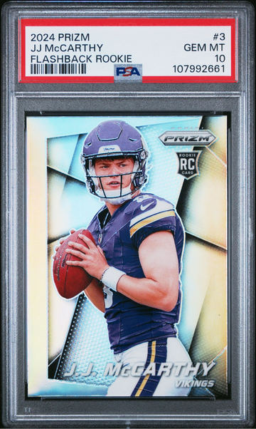 2024 Panini Prizm JJ McCarthy #3 Flashback Prizm Rookie RC PSA 10