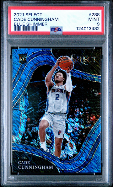 2021 Panini Select Cade Cunningham #288 Courtside Blue Shimmer Rookie RC PSA 9