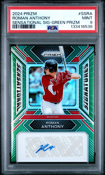 2024 Panini Prizm Roman Anthony Sensational Signatures Green Prizm Auto PSA 9