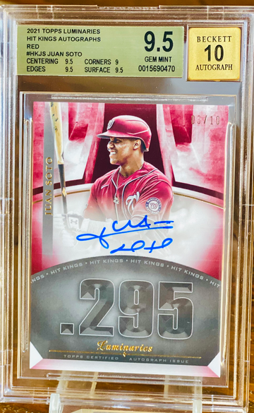 Juan Soto Red Auto /10 BGS 9.5 10 2021 Luminaries 