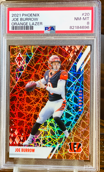 2021 Joe Burrow Lazer Prizm /99 Orange Refractor PSA 8 