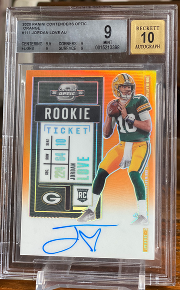 2020 Optic Jordan Love /50 BGS 9/10 Auto RC Contenders Rookie Ticket