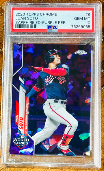 2020 Juan Soto World Series Purple Chrome Sapphire /10 PSA 10 Insane Rare Card 