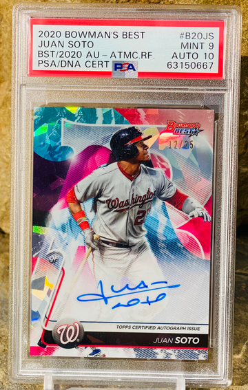 2020 Juan Soto Atomic Auto /50 PSA 9 POP 1 