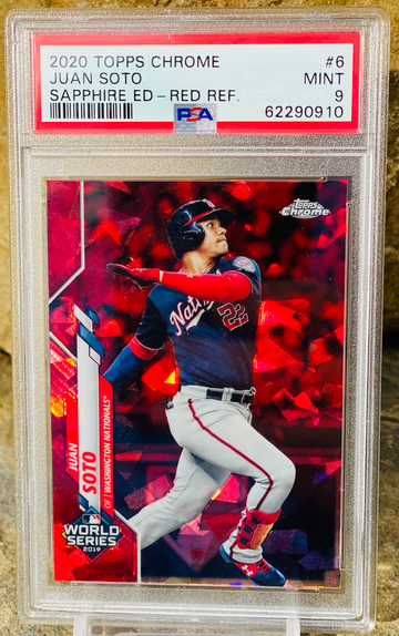 2020 Juan Soto World Series Red /5 Chrome Sapphire PSA 9 