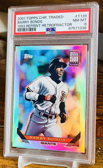 1993 Barry Bonds Retrofractor Reprint Refractor 2001 PSA 8 Topps 50 Years Insert