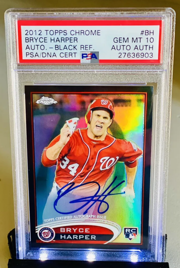 2012 Bryce Harper Black RC Auto /100 PSA 10 POP 1 Topps Chrome Refractor 