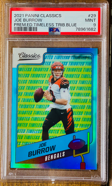 2021 Joe Burrow Blue Prizm /5 Premium Timeless Tributes PSA 9 POP 1 
