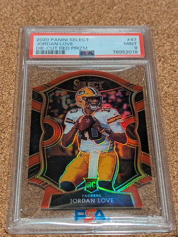 2020 SELECT 🏈 JORDAN LOVE RED DIE-CUT ROOKIE #47 PSA 9 PACKERS RC SP 🔥