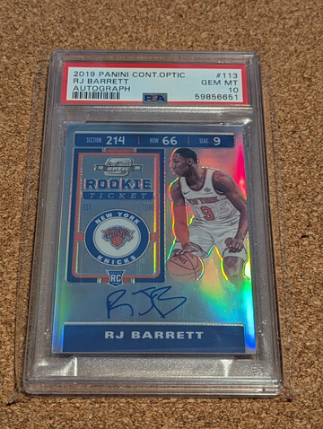 2019-20 Contenders Optic RJ Barrett Silver Rookie Ticket Auto #113 PSA 10 RC 🔥
