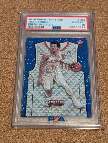 2018-19 Threads Premium Trae Young Blue Dazzle Rookie /75 PSA 10 Hawks RC SP 🔥