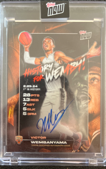 Topps Now Victor Wembanyama History for Wemby VW-3A RC On Card Auto Black /99